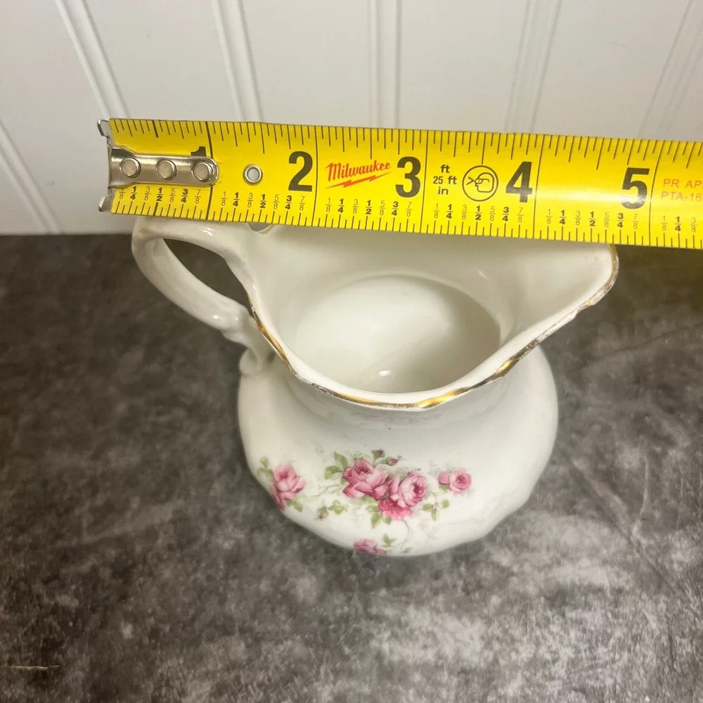Vintage Porcelain Pink Floral Creamer Pitcher | Cottage